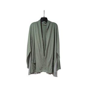 Logo Lounge By Lori Goldstein Green Swiss Dot Trim Open Cardigan Coastal Sz XL